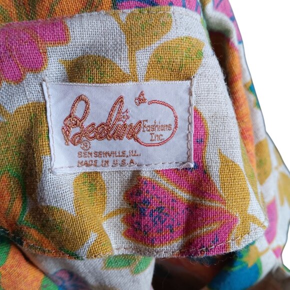 Women's Small Vintage Blazer Jacket 60's Beeline Fashions Floral Print Linen Mod - Picture 3 of 7